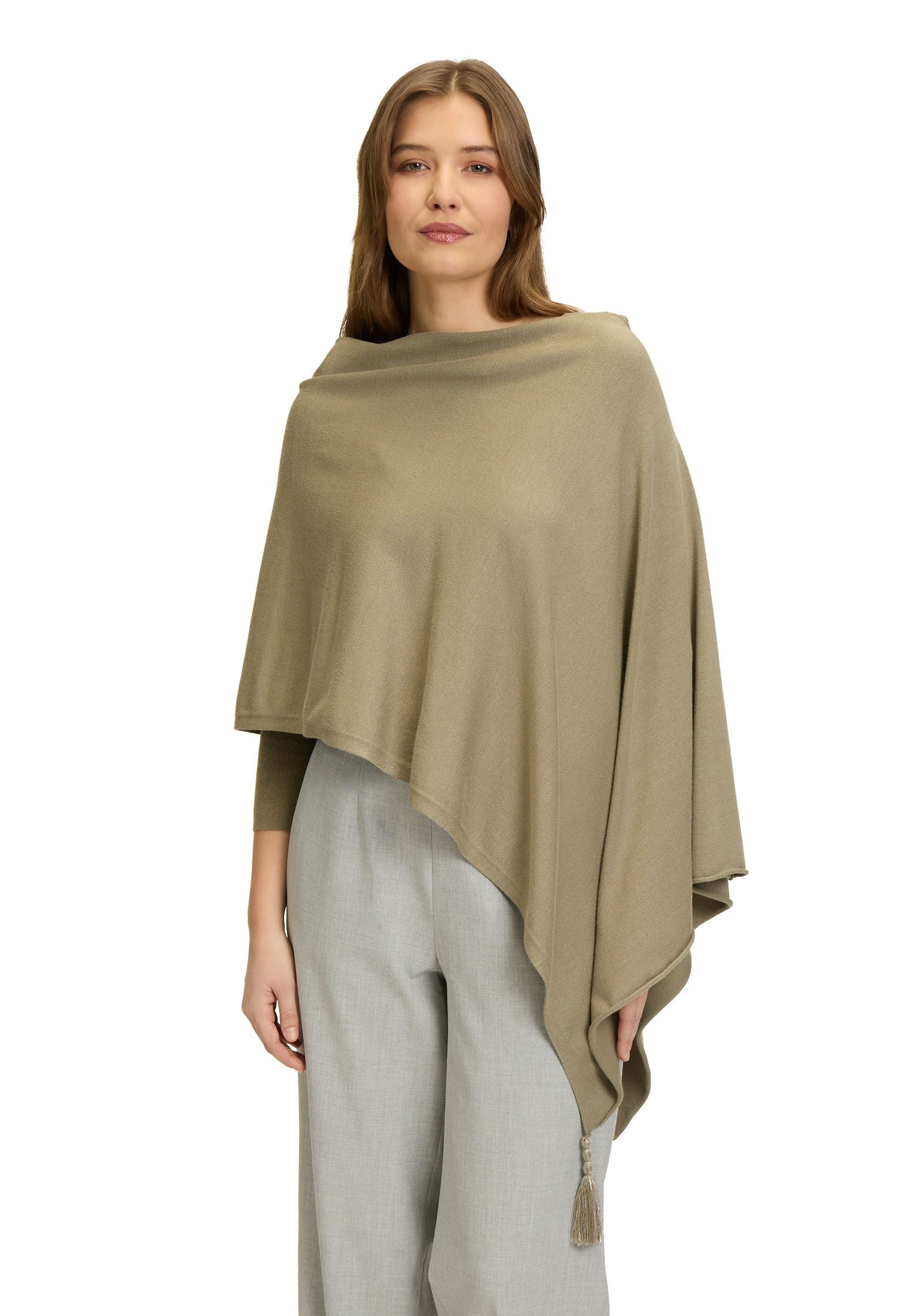 Strickjacke Betty Barclay Damen Strick-Poncho mit Fransen