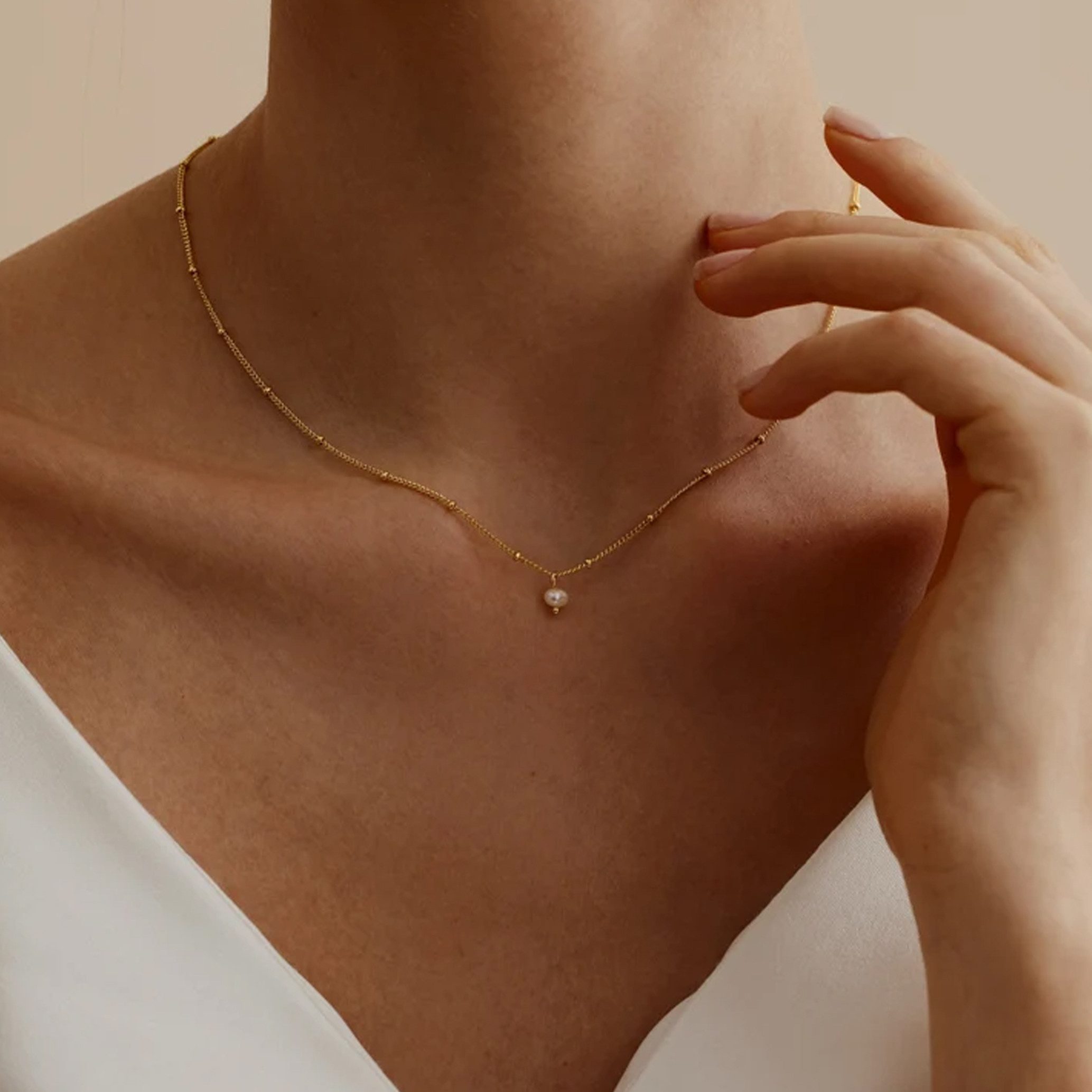GOLDEN Kette mit Anhänger Minimalistische Gold Perlenkette, Natürliche Perl günstig online kaufen