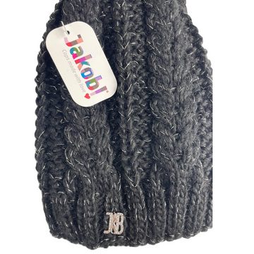 Taschen4life Bommelmütze Damen Mütze Longbeanie von Jakob großer Bommel, lange Beanie, locker gestrickt