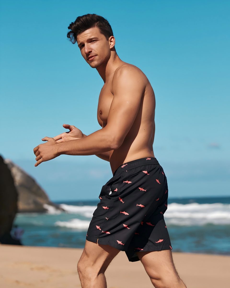 MaaMgic Shorts Herren mit Mesh-Futter kurze Hose schnelltrocknend Badehose lang (1-tlg)