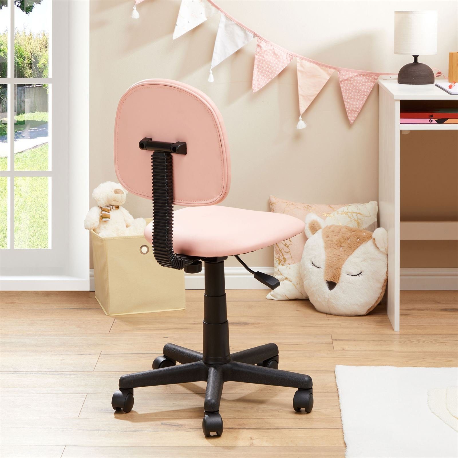 CARO-Möbel mit Bezug höhenverstellbar Drehstuhl Kunstleder UNICORN, rosa Kinderdrehstuhl Drehstuhl Kinder