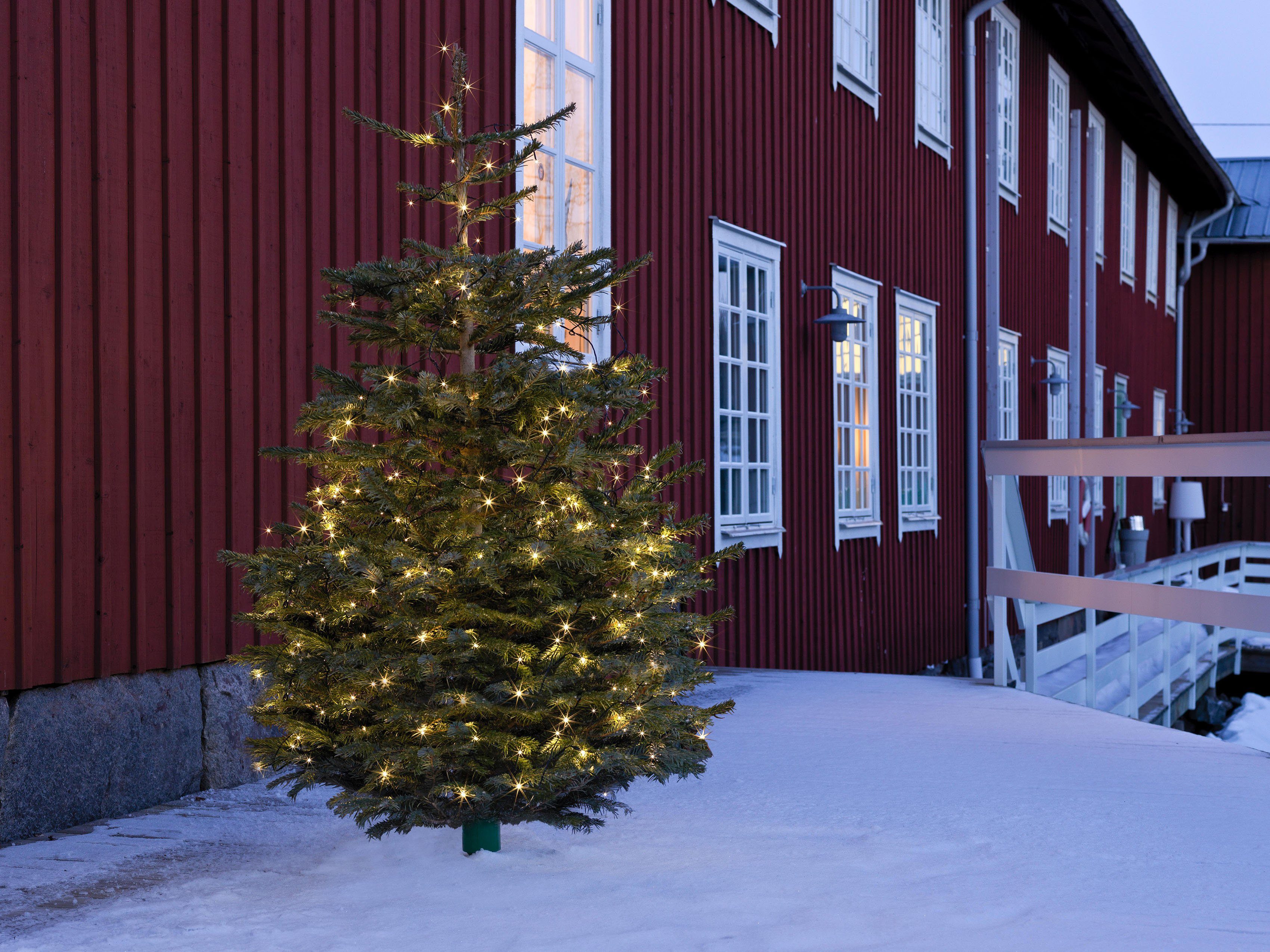 KONSTSMIDE LED-Lichterkette Weihnachtsdeko aussen, weiße 8 Lichterkette, Funktionen, warm 180-flammig, mit Micro LED Dioden 180