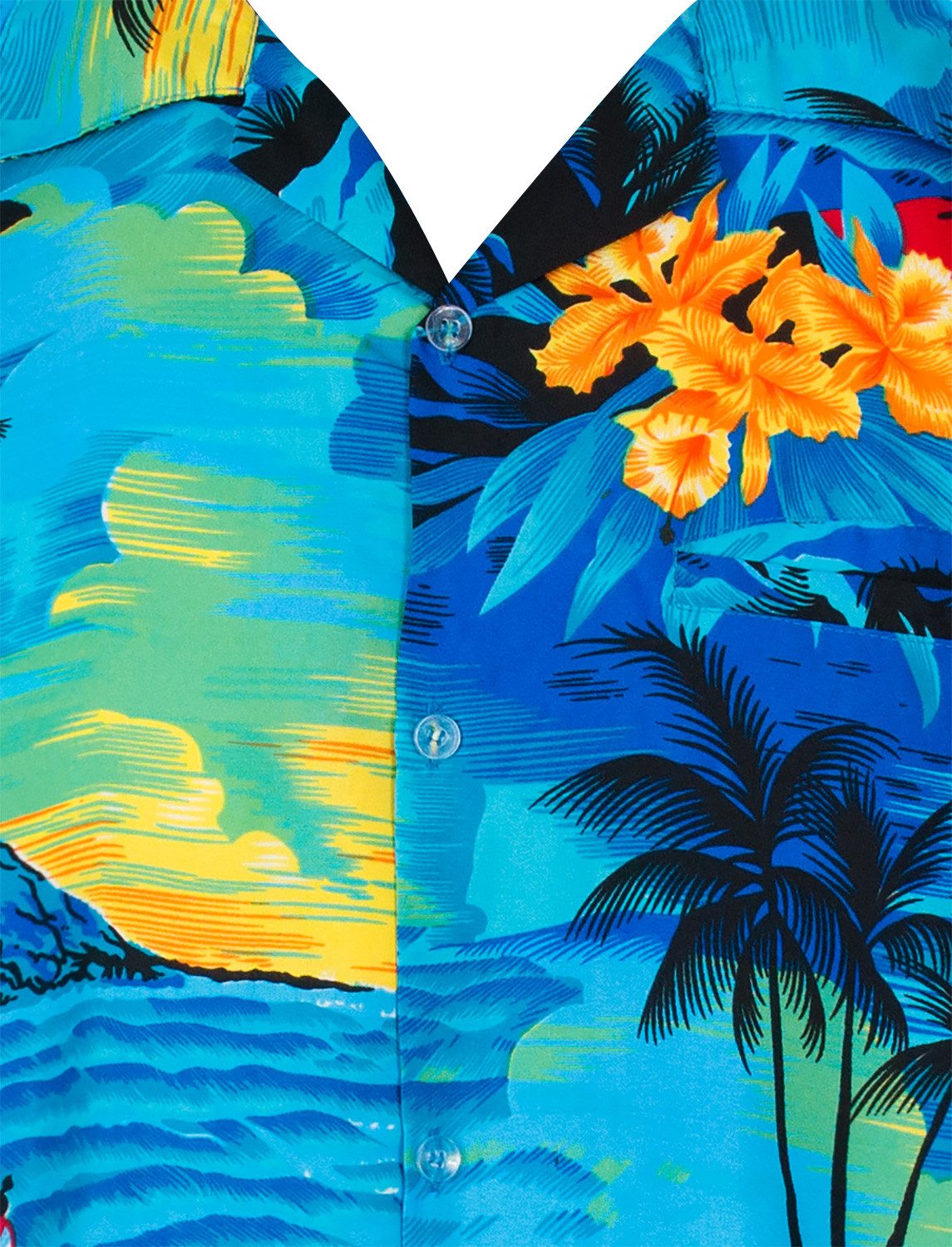 King Kameha Hawaiihemd Surf Übergrößen 7XL-12XL Kurzarm Front-Tasche Stylish Unisex