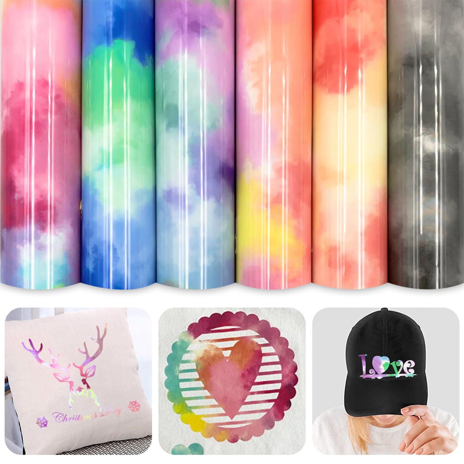 Daisred Папір для плоттера Heat Transfer Vinyl 30cm*25cm, Tie Dye Plotterfolie Textil