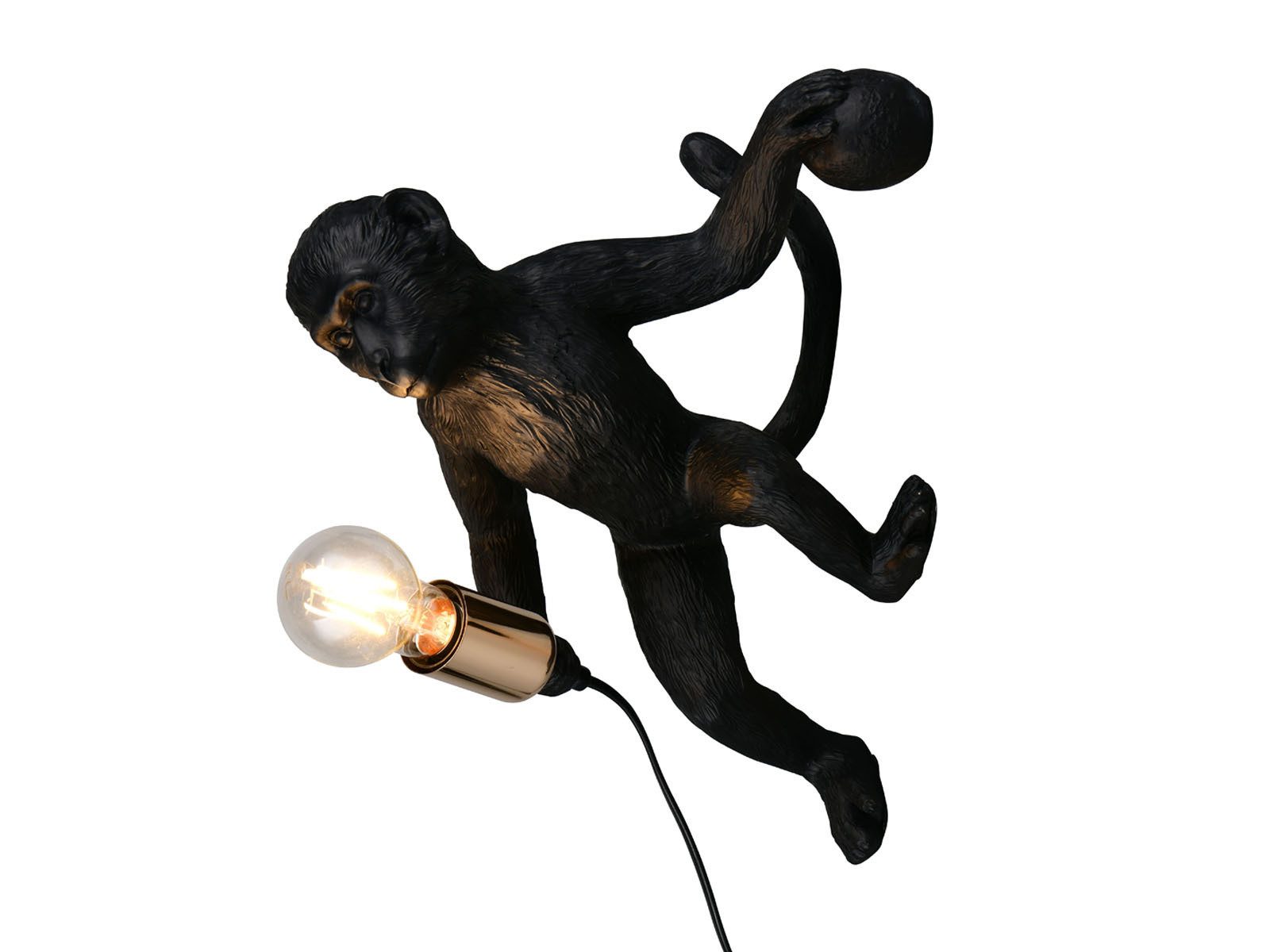 Reality Leuchten LED Wandleuchte, Dimmfunktion, LED wechselbar, warmweiß, Wandlampe innen mit Kabel & Stecker besondere Affenlampe, Höhe 36,5cm