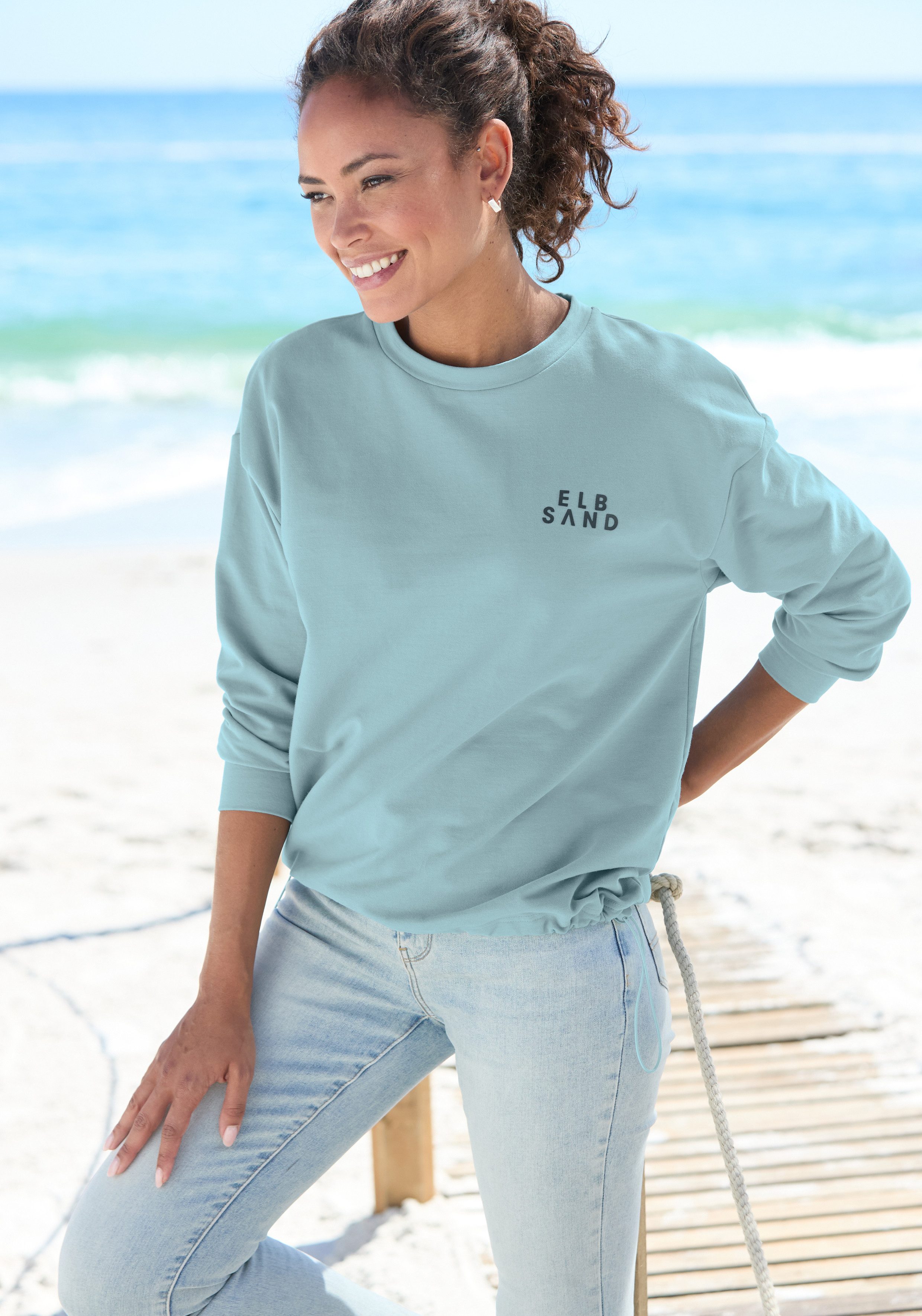 Elbsand Sweatshirt Carisa mit verstellbarem Gummizug am Saum, lockere Passform, casual-sportlich