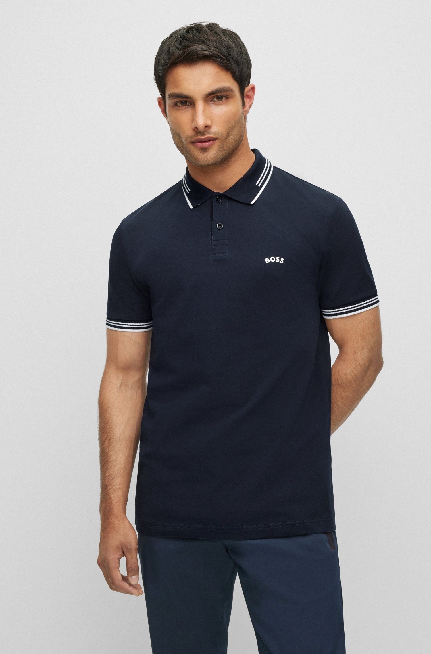 Paul GREEN Poloshirt (1-tlg) Curved Blau (402) BOSS