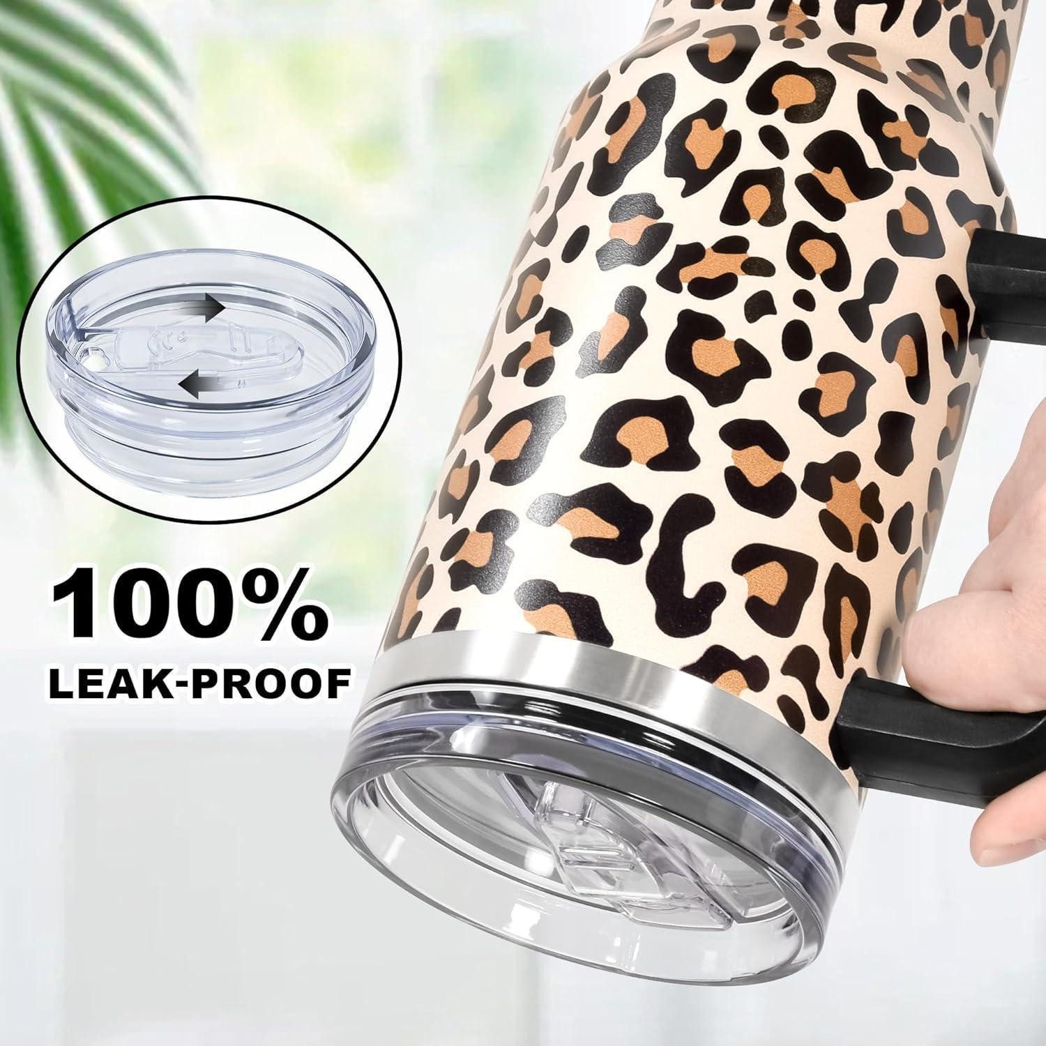 LuxusKollektion Thermobecher Thermobecher Strohhalm Henkel 1,2L Auslaufsicher Edelstahl – Bild 3 von 5