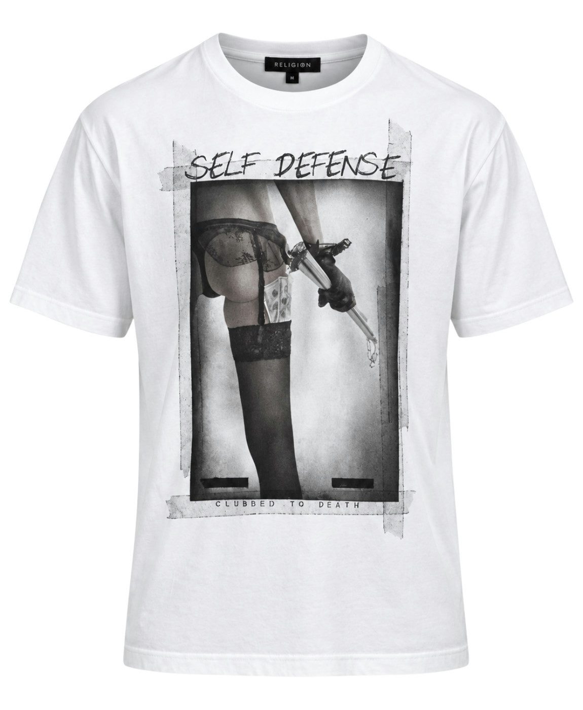 Religion T-Shirt RELIGION Clothing Herren T-Shirt SELF DEFENSE-Weiss-L