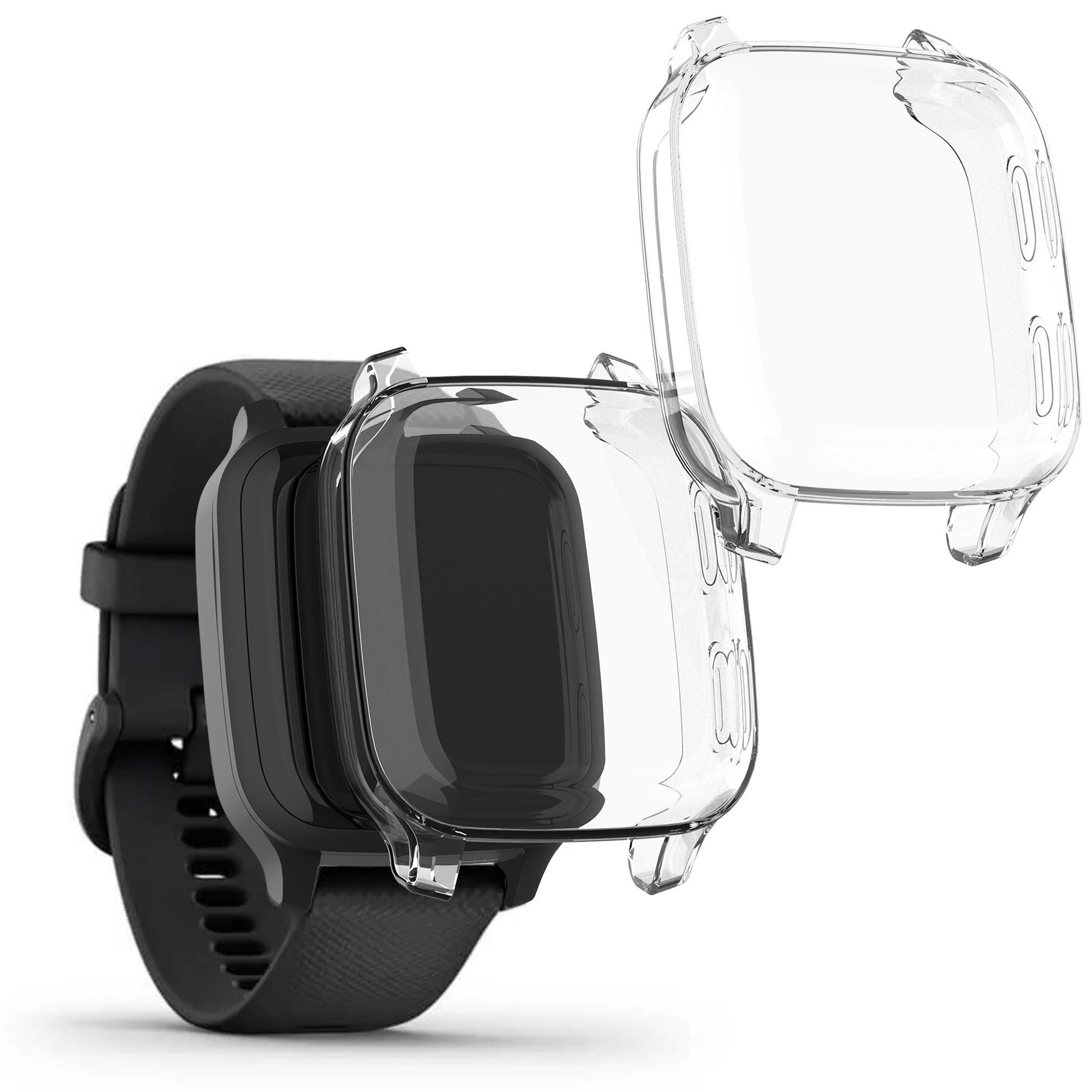 kwmobile Smartwatch-Hülle 2x Silikon Hülle für Garmin Venu Sq Music / Sq, Schutzhülle Fullbody Display Cover Set aus Silikon