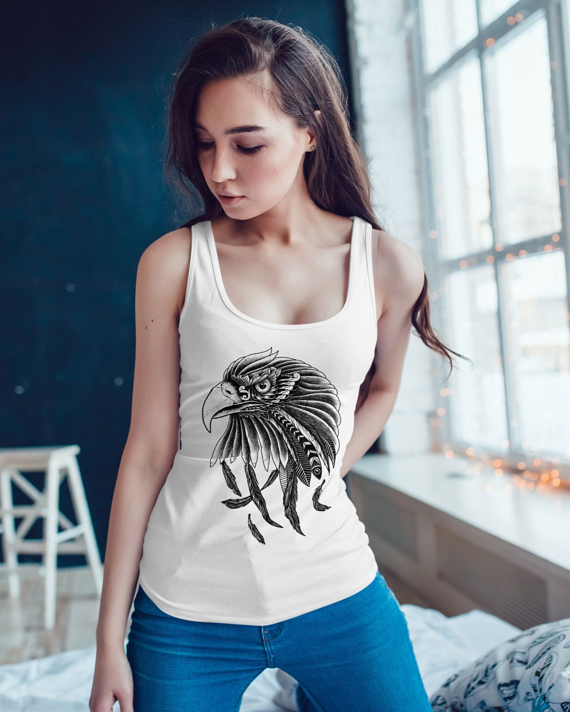 Neverless Tanktop Damen Tank-Top Adler Motiv günstig online kaufen