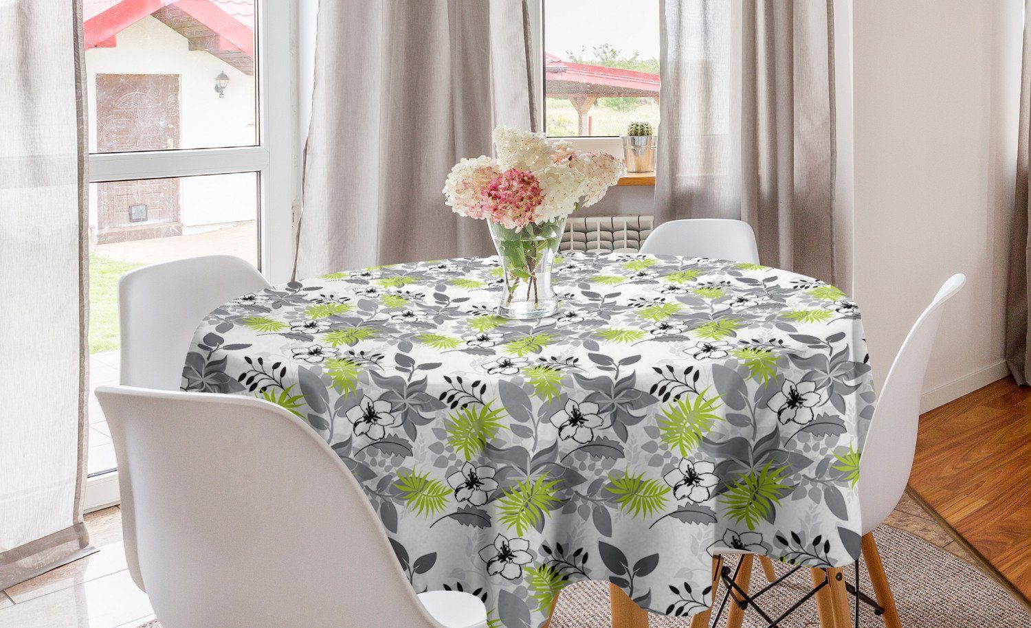 Abdeckung Kreative Abakuhaus für Küche Blätter Kreis Botanik Dekoration, Esszimmer Blumen Tischdecke Tischdecke und