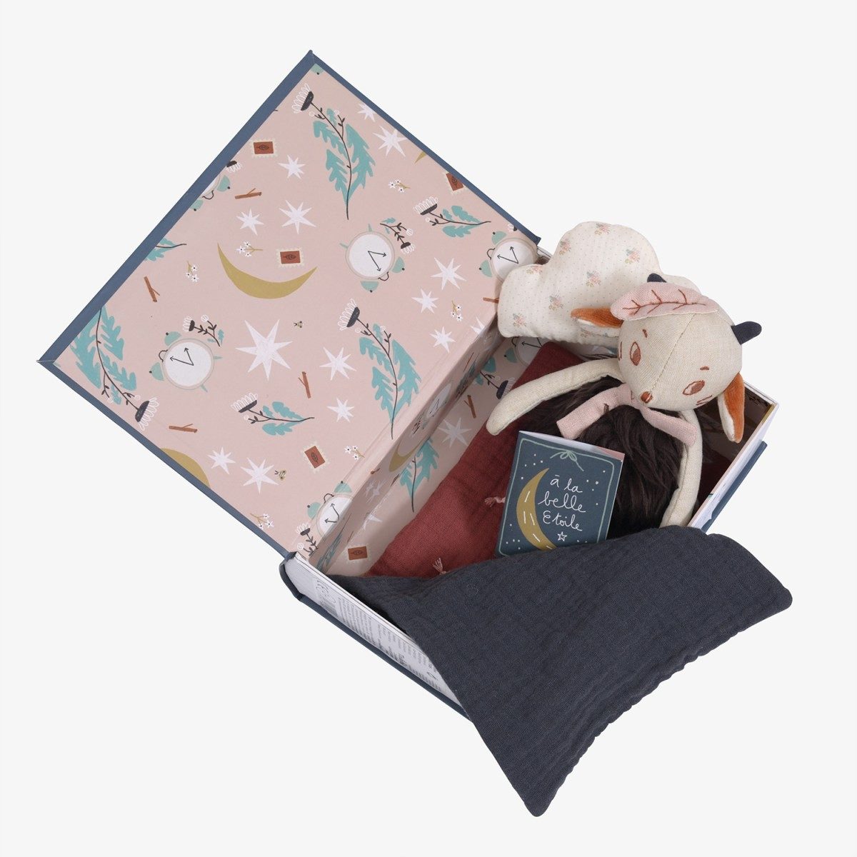 Moulin Roty Kuscheltier Gute-Nacht-Buch weiches Stoffbuch für Babys und Kinder zum Spielen (1-St)