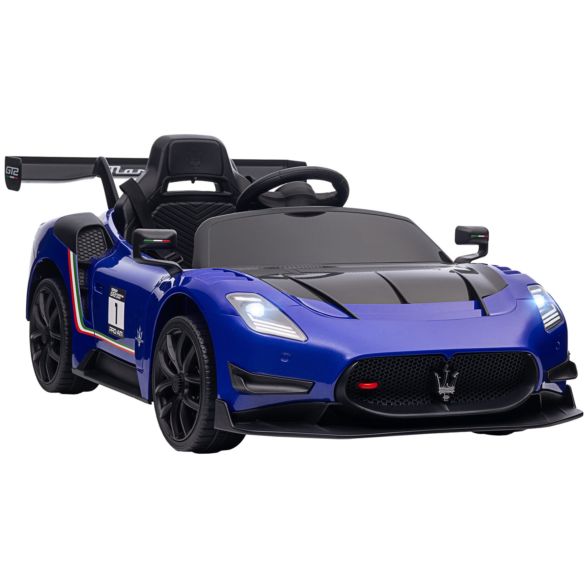 AIYAPLAY Elektro-Kinderauto 12 V Kinderauto mit 2,4G Fernbedienung, Musik, Hupe, Federung, Belastbarkeit 25 kg, (1-tlg), 3-5 km,h, für Kinder 3-5 Jahre, Blau