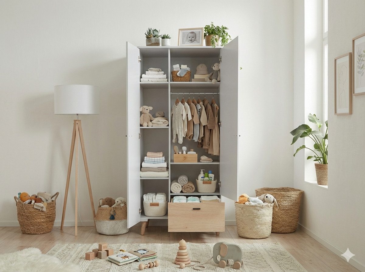arthur berndt Kinderkleiderschrank Lovis Soft-Close und Türdämpfung, skandinavischer Stil