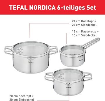 Tefal Topf-Set, Nordica stielkasserolle doppelgriff induktionsgeeignet edelstahl