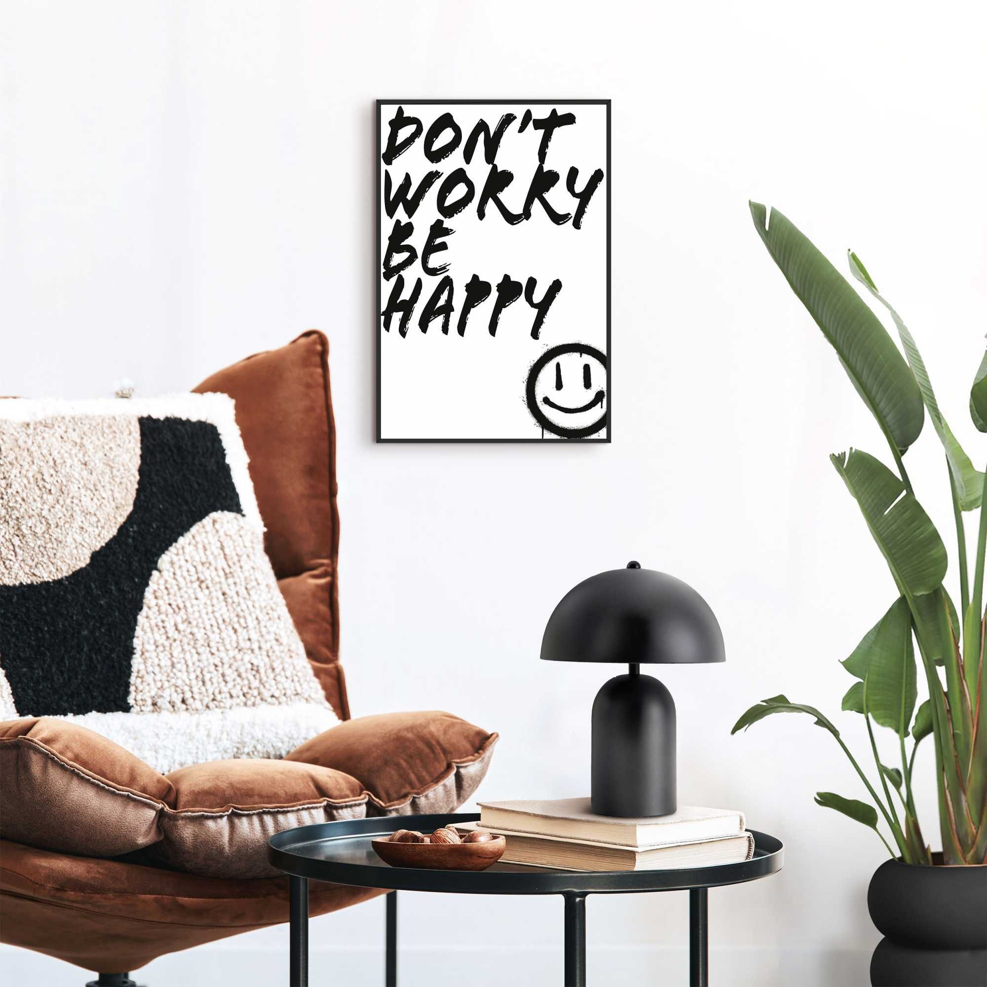 Reinders! Poster Don't Worry, Toilette - Be Happy - Schwarz-Weiß - MDF - Sp günstig online kaufen