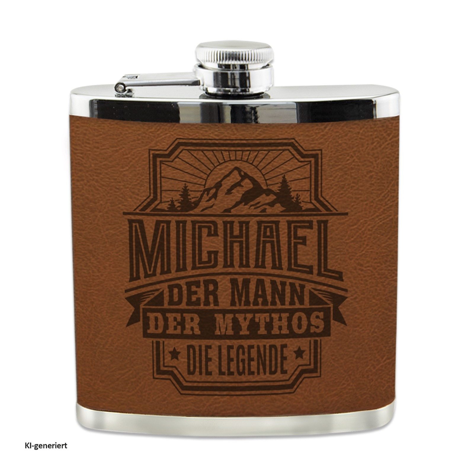 HTI-Living Flachmann Echter Kerl Flachmann Michael, Männer Trinkflasche mit Kunstleder