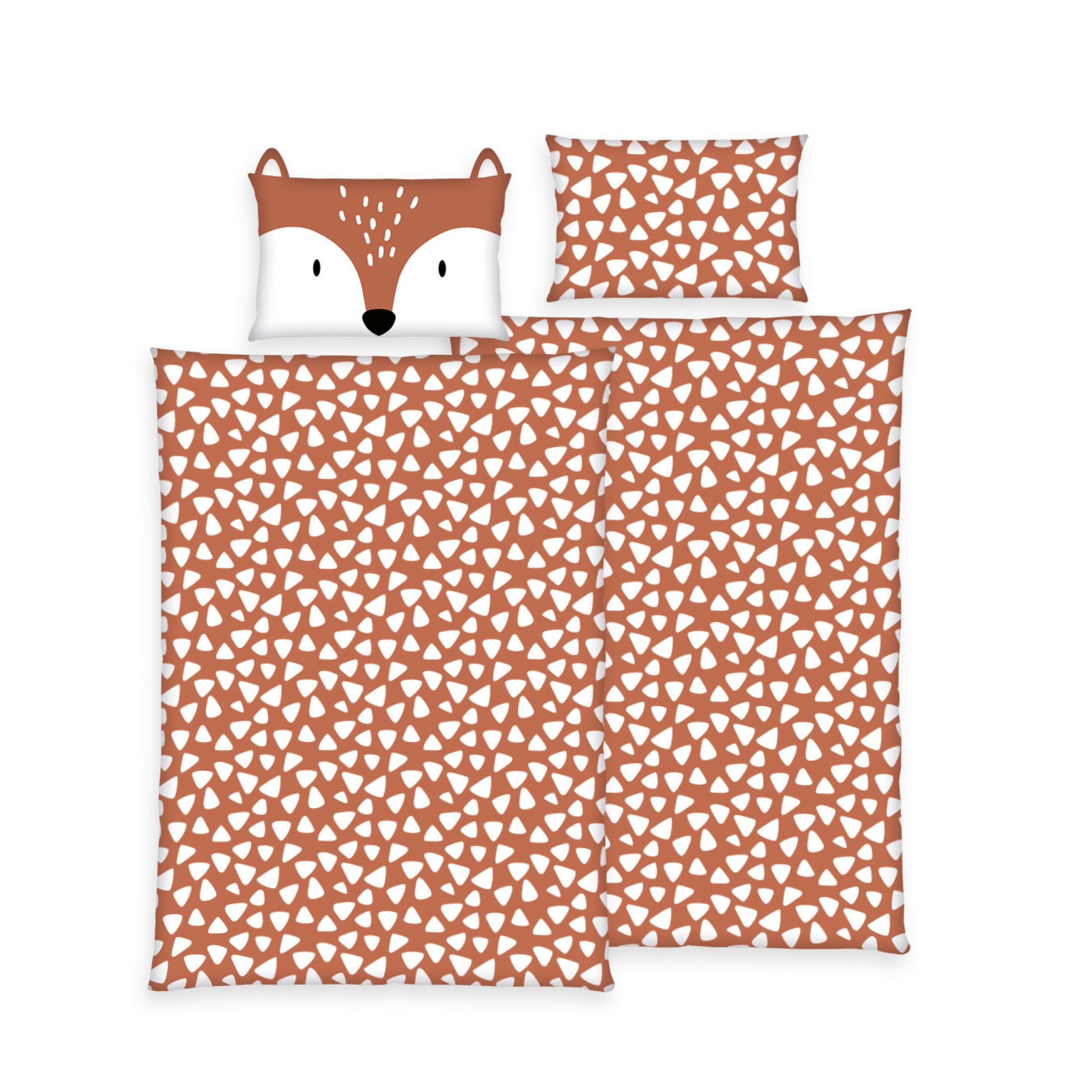 Familando Babybettwäsche little Fox 100x135 40x60cm niedlicher Fuchs mit Ohren, Renforcé, 2 teilig, mit liebevollem Motiv & süßen Details