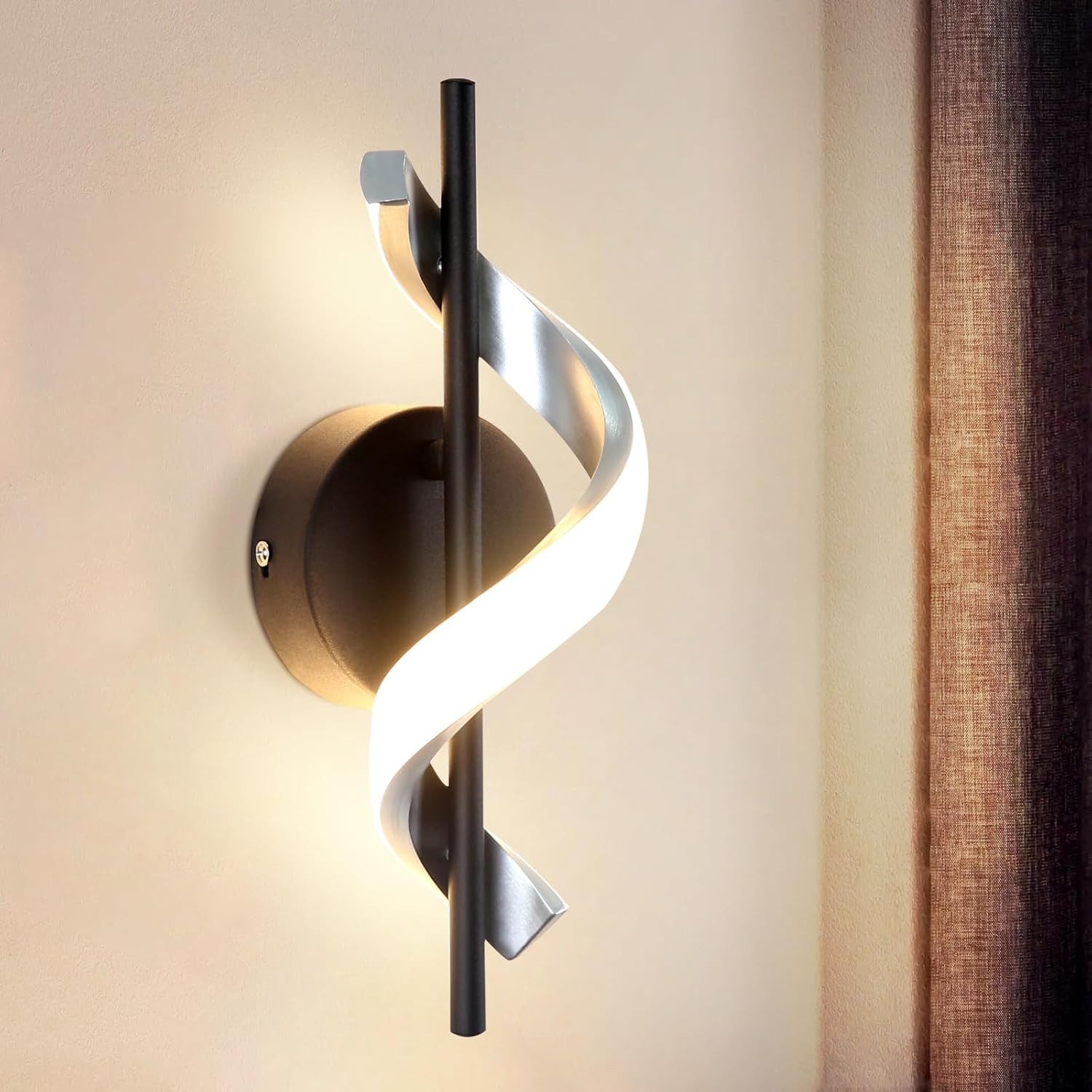 ZMH Wandleuchte LED innen modern Beleuchtung Nachtlampe in Wellenförmig Design, LED fest integriert