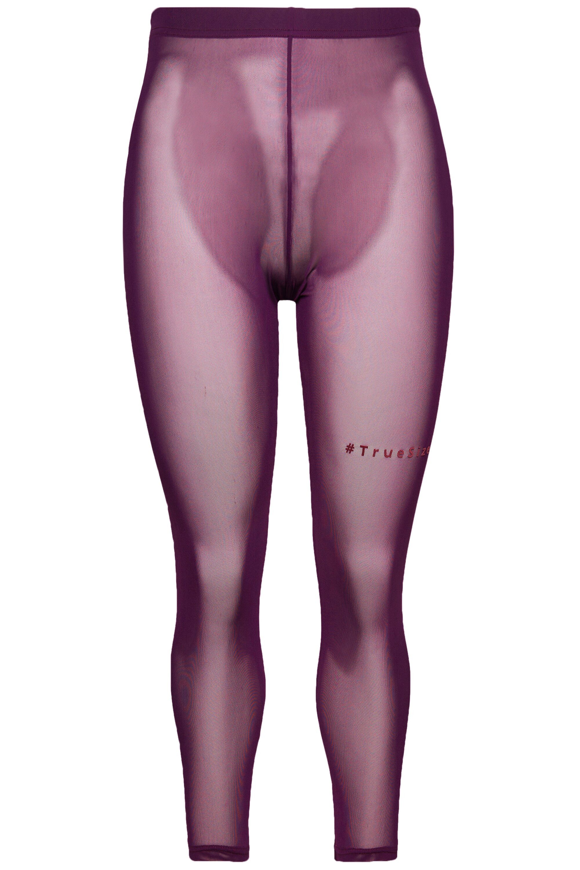 Ulla Popken Feinstrumpfhose Strumpf-Leggings Mesh Schriftzug Flockdruck