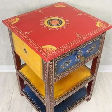 Oriental Galerie Nachttisch Indischer Nachttisch mit Schublade in Bunt 40 x 38 cm