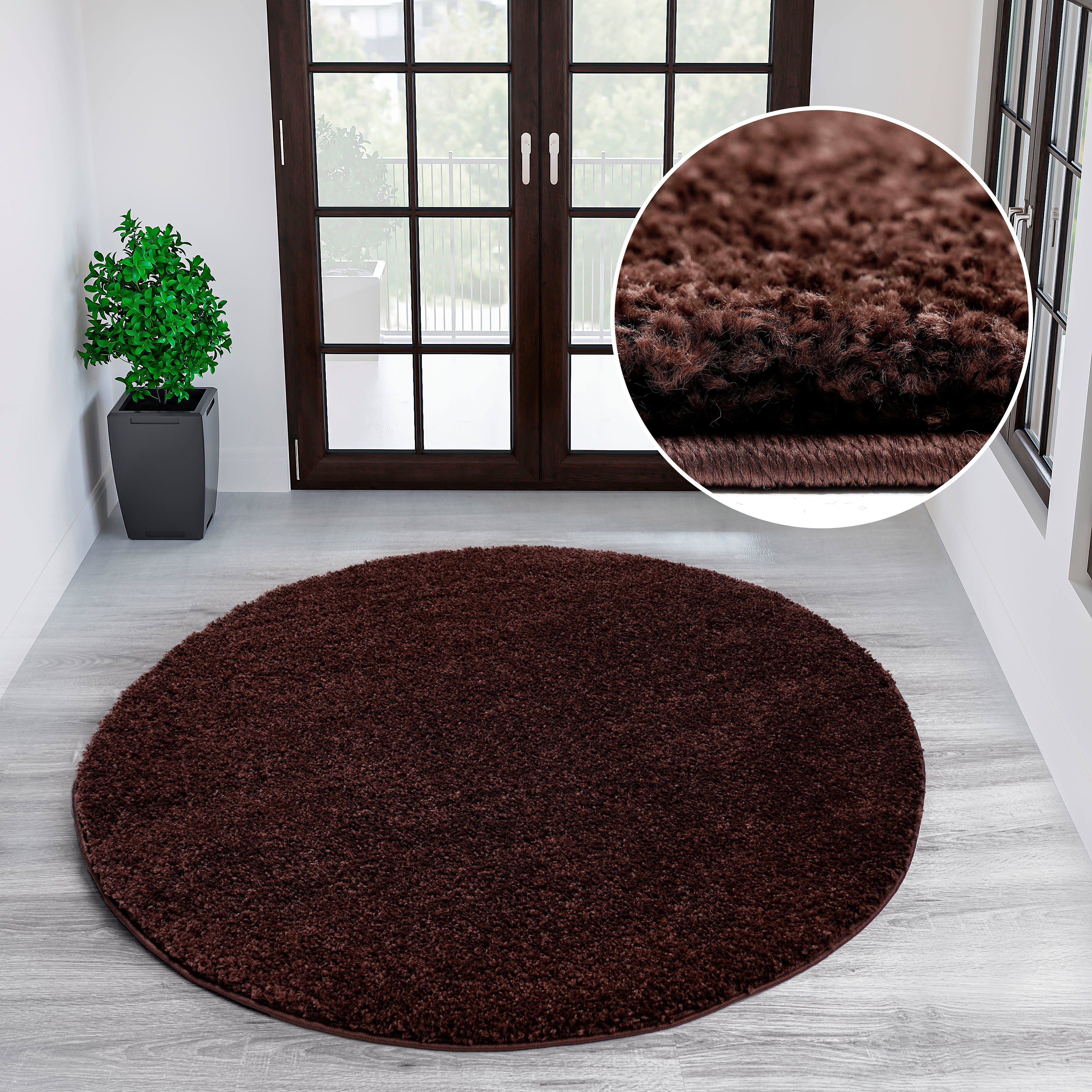 my home Teppich Viva rund, rund, Höhe: 45 mm, Uni-Farben, einfarbig, besond günstig online kaufen