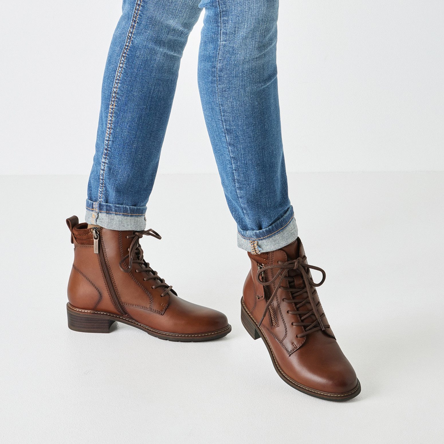 Tamaris Schnürstiefelette, Blockabsatz, Schnürboots mit Ziernähten und Kont günstig online kaufen