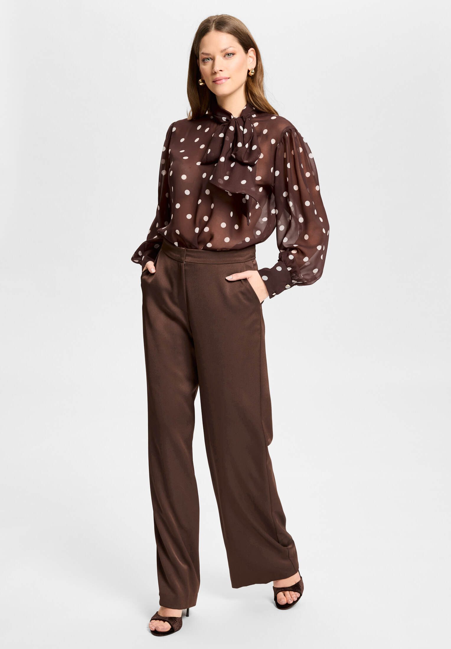 SWING Hosenanzug - Hose aus Satin mit geradem Bein