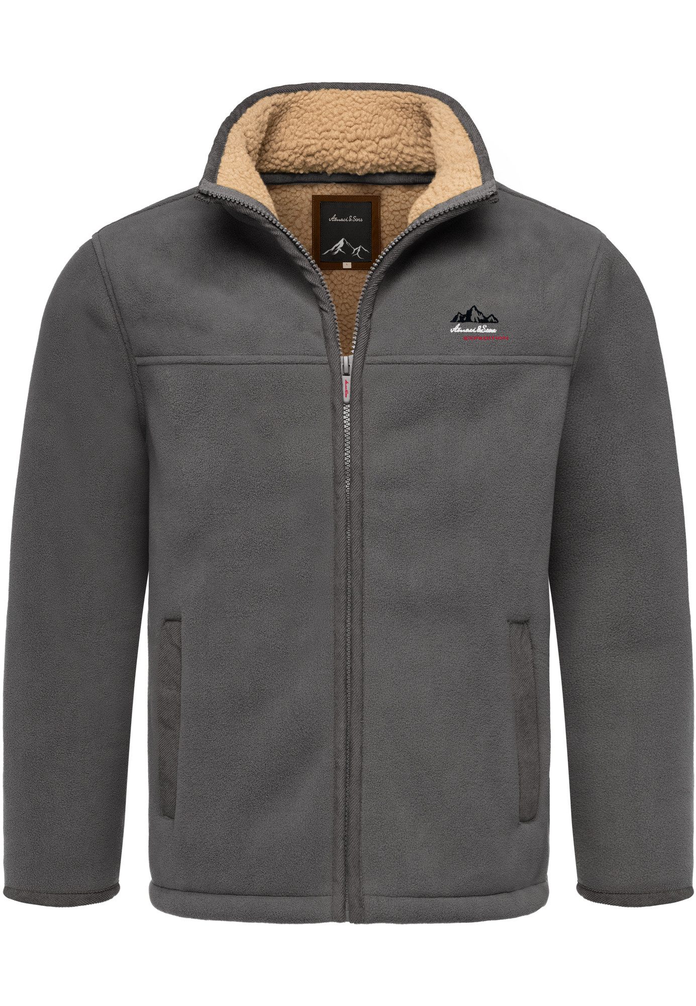 Amaci&Sons Fleecejacke OCONTO Fleecejacke Herren Teddyfell Sweatjacke Plüsch Fleecepullover warm gefüttert