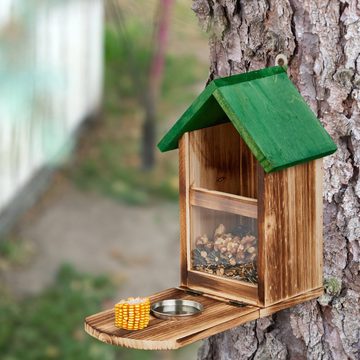 relaxdays Futterspender Eichhörnchen Futterhaus aus Holz