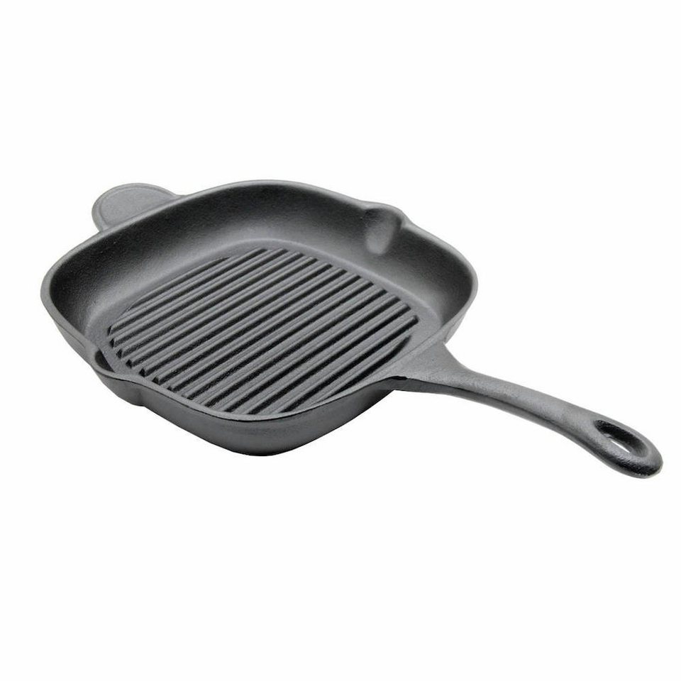 PROREGAL® Grillpfanne Eckige Grillpfanne, 29x29cm, Gusseisen