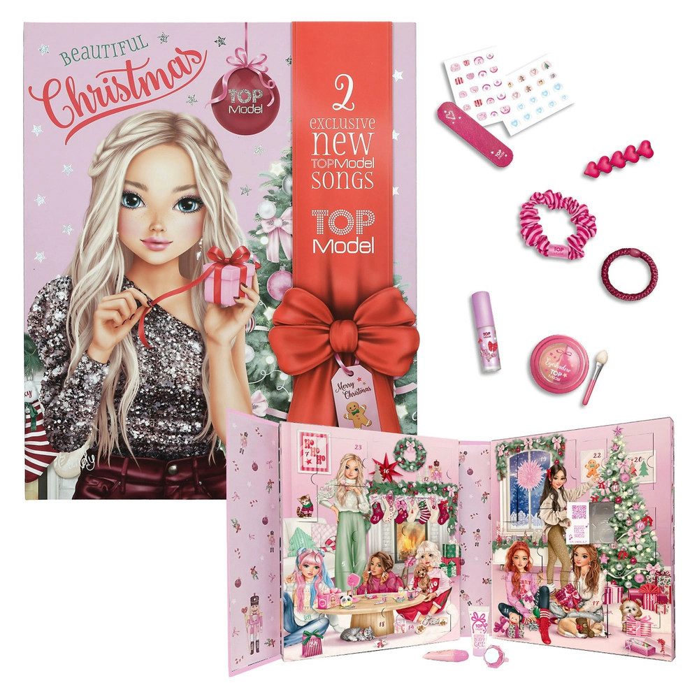 Depesche Spiel TOPModel Beauty Adventskalender/Weihnachtskalender für Mädchen, 9x25,5