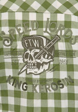 KingKerosin Kurzarmhemd Loud & Fast mit hochwertiger Stickerei im Rücken und Vichykaro
