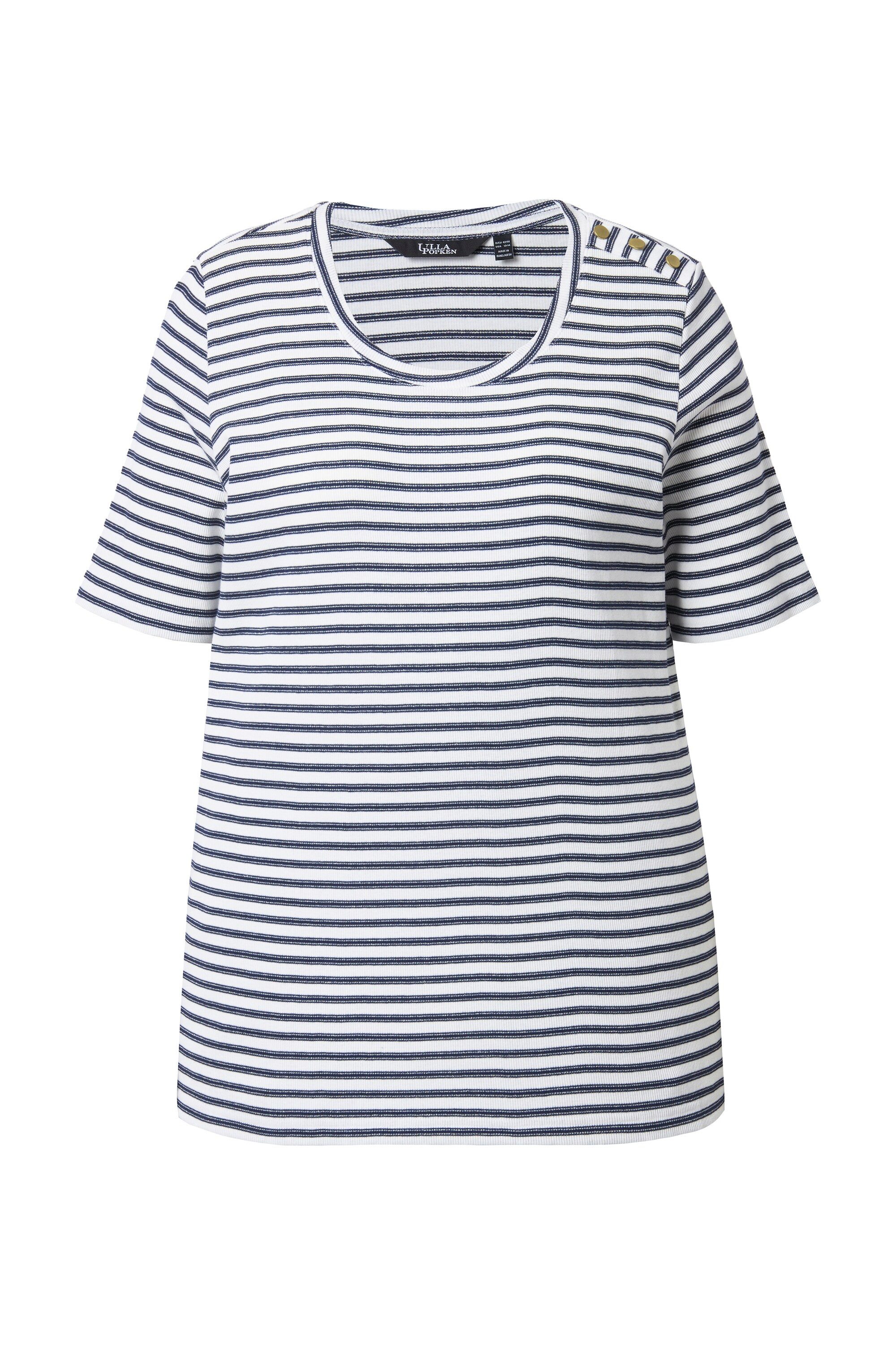 Ulla Popken T-Shirt T-Shirt Glitzerstreifen A-Linie Rundhals Halbarm günstig online kaufen