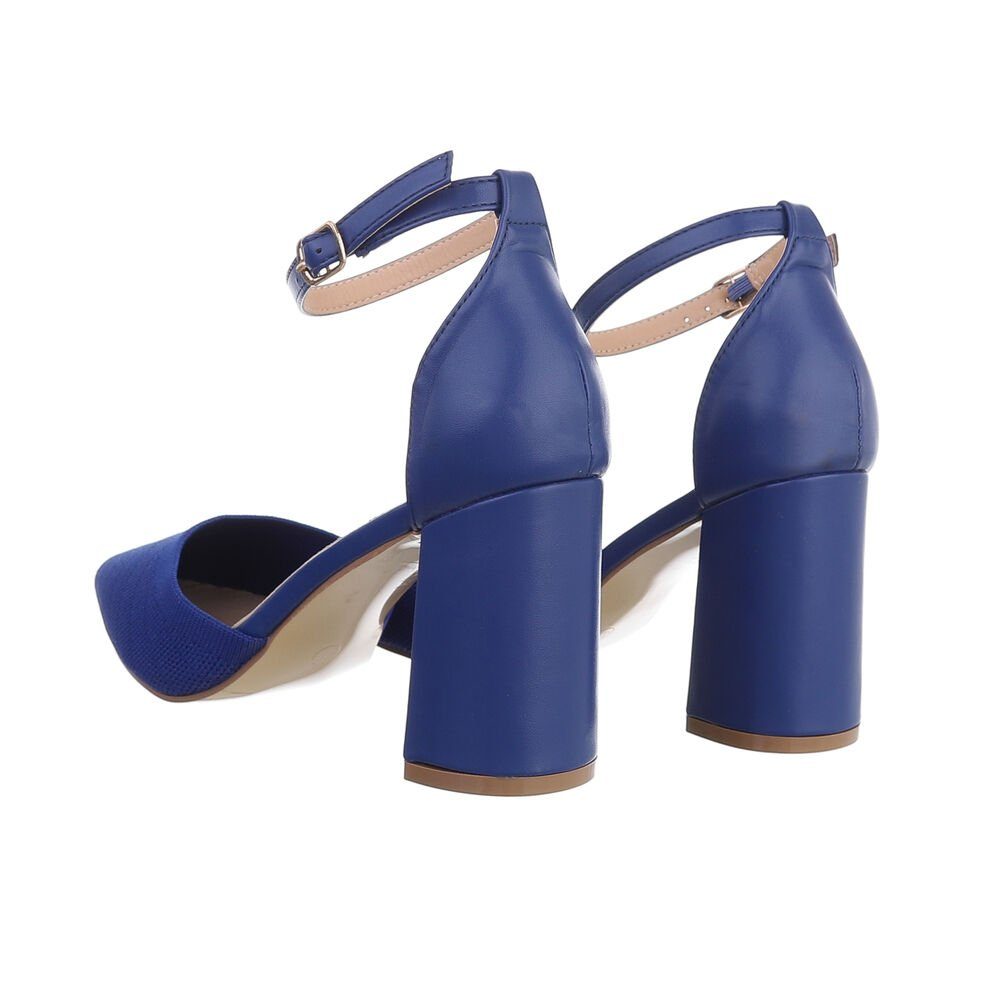 Damen in Blau Blockabsatz Schnürpumps Pumps Heel High Elegant Abendschuhe Ital-Design