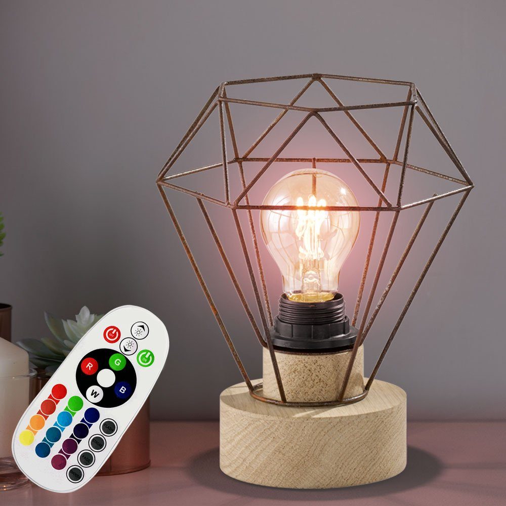 LED Holzlampe nicht Wohnzimmer etc-shop Warmweiß, inklusive, Tischleuchte Leuchtmittel Tischlampe Tischleuchte,
