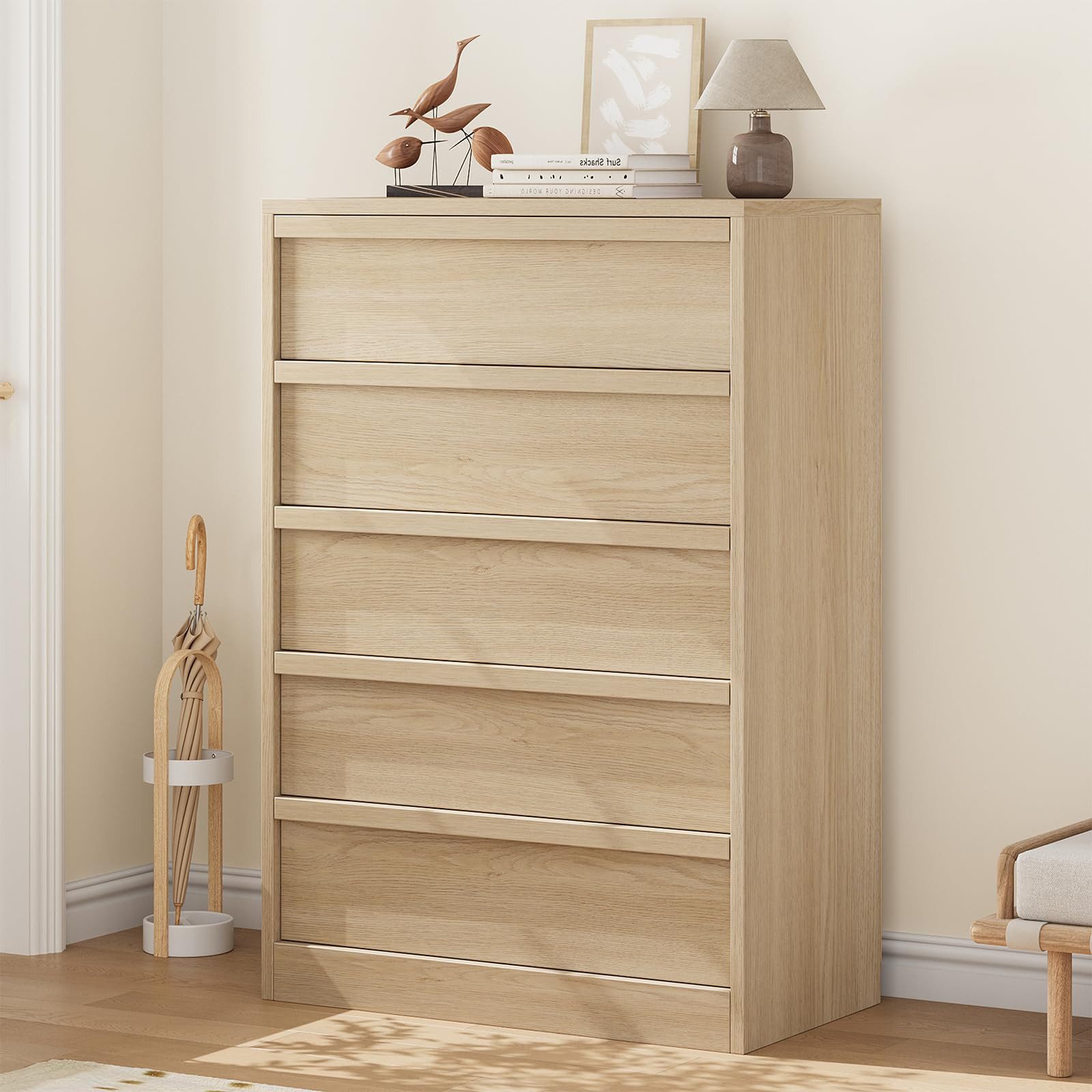 GarveeMore Kommode Stilvoll Highboard Schubkastenkommode Hochkommode Kombikommode, 5/7 Schubladen großem Stauraum, moderner Kommoden-Organizer-Sideboard