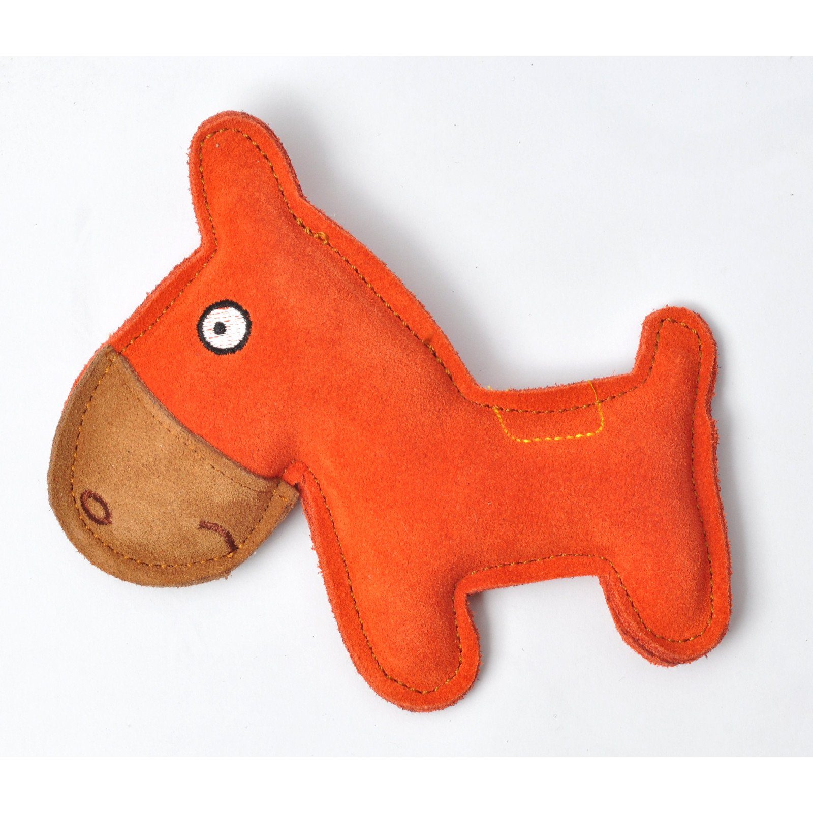 Aumüller Tierquietschie Hundespielzeug aus Leder, Esel, orange