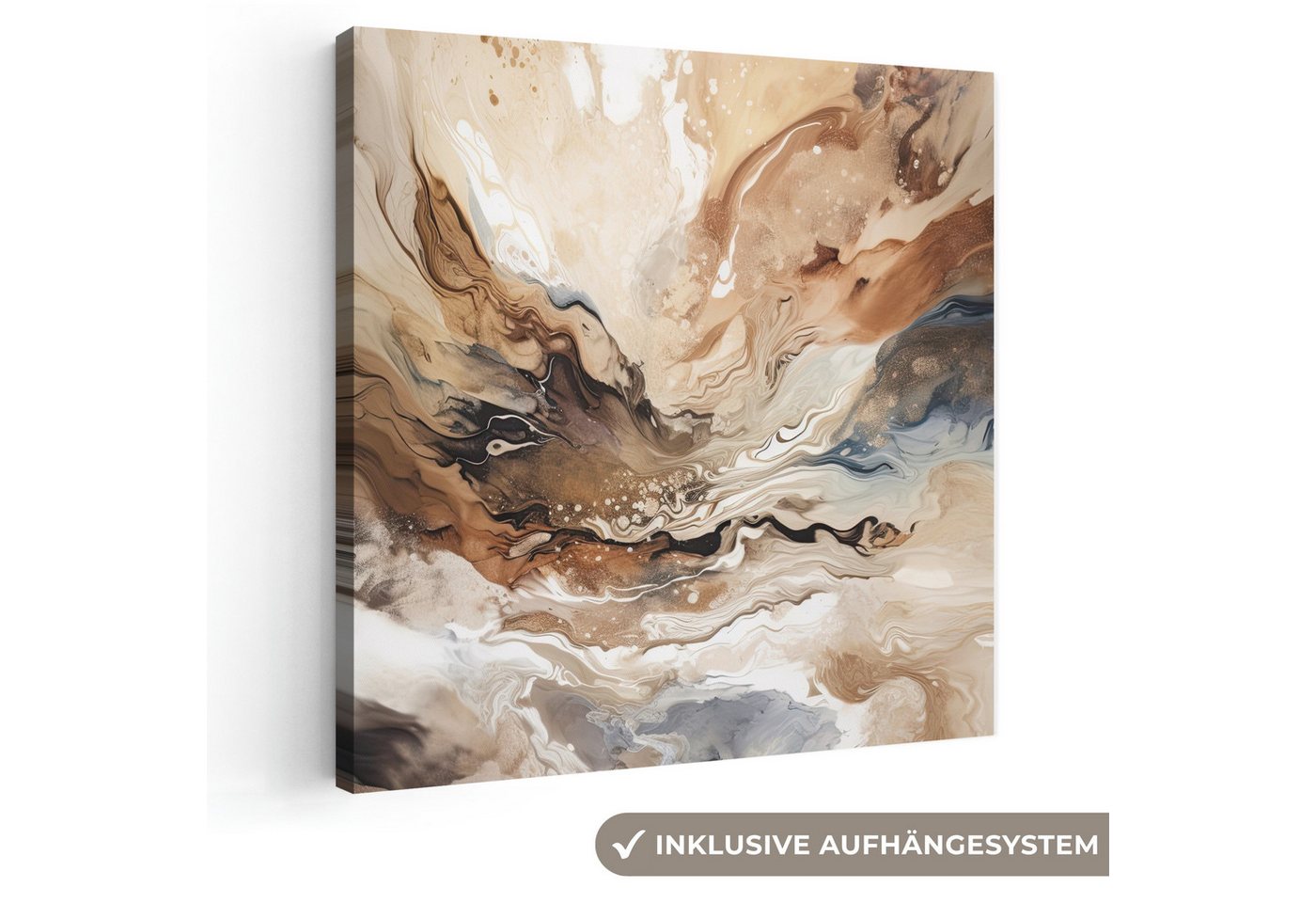 OneMillionCanvasses® Leinwandbild Abstrakt - Kunst - Farbe - Beige - Modern, Fotodruck (1 St), Wandbild, Deko Schlafzimmer Wohnzimmer Flur 20x20 cm