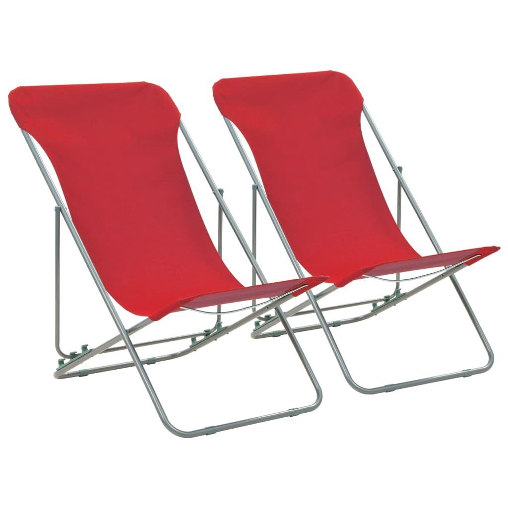 vidaXL Gartenstuhl Klappbare Strandstühle 2 Stk. Stahl und Oxford-Gewebe Rot (2 St) Rot | Rot