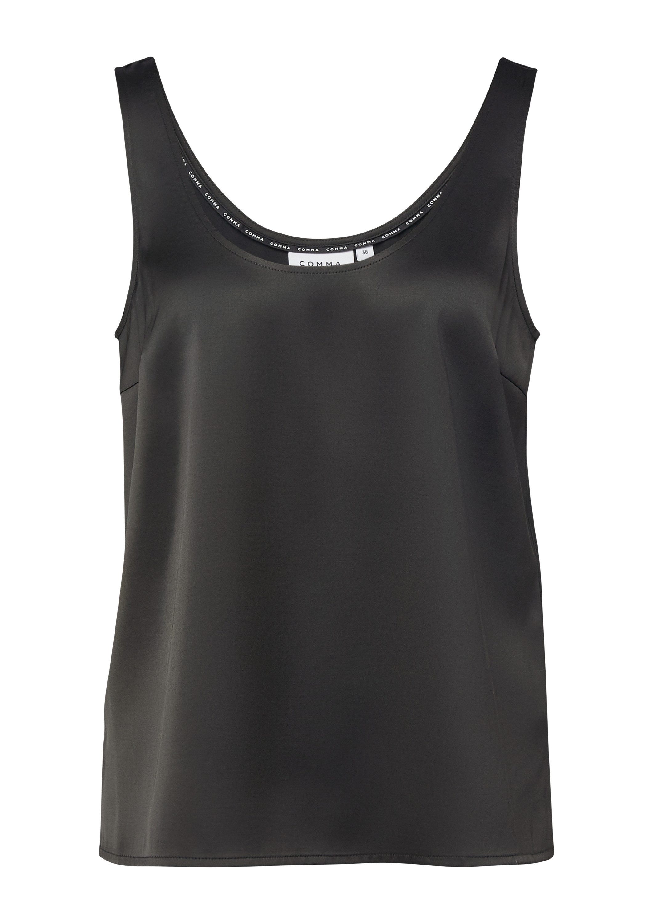 comma Blusentop Bluse Satintop mit tiefem Ausschnitt