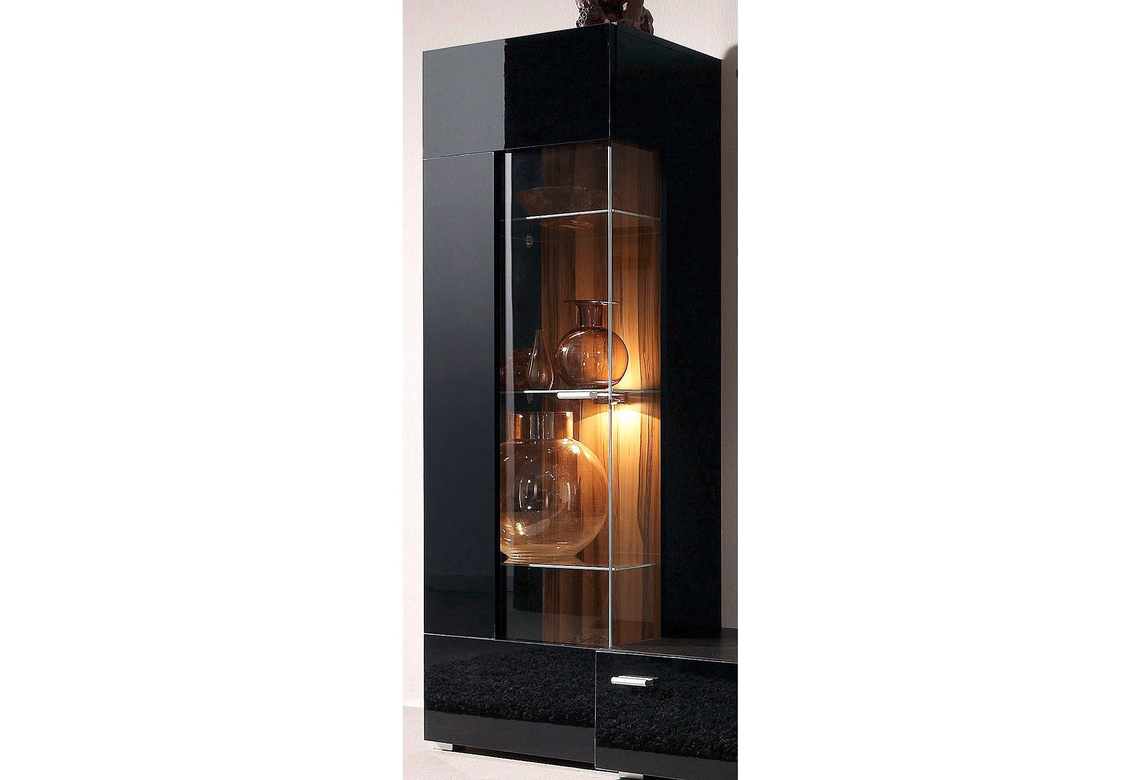 Höltkemeyer Standvitrine Happy Höhe 146 cm schwarz-nussbaumfarben | Standvitrinen