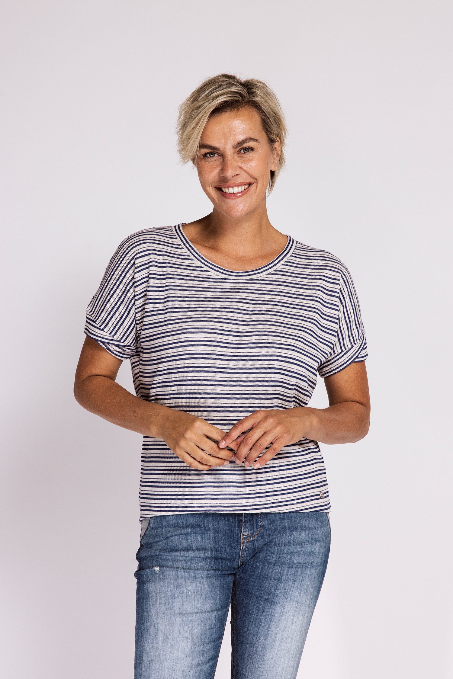 Zhrill Rundhalsshirt RAHEL T-Shirt Regular Fit, Kurzarm-Design, vorgewaschene Optik