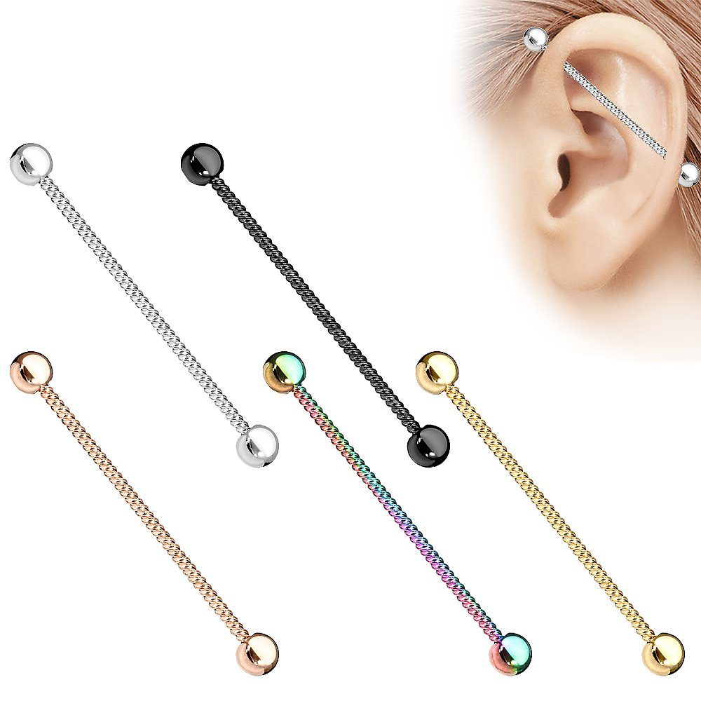 Brust Nippel Barbell Tragus Intim Hantel Ohr Taffstyle Rainbow Universal Industrial Stab Piercing-Set Cartilage Piercing geriffelt, Helix Langhantel