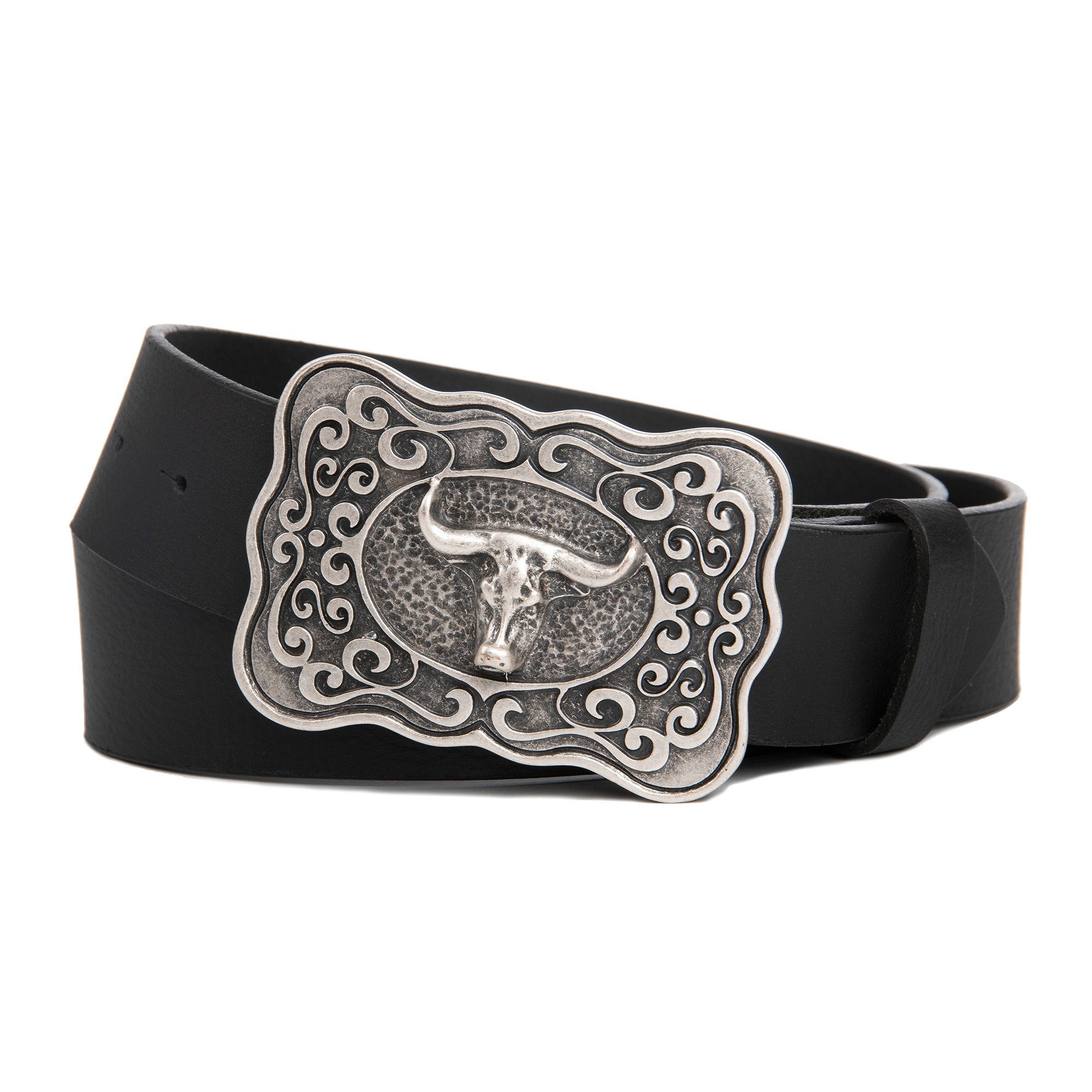 Cassandra Accessoires Ledergürtel "Texas" mit Koppelschließe im Western-Design mit Longhorn MADE IN GERMANY