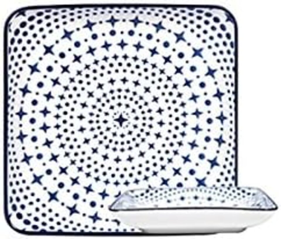 Gusta Servierschüssel Keramikschüsseln, Blau, Weiß, 1 Stück, quadratisch, 125 x 125 mm, (1-tlg)