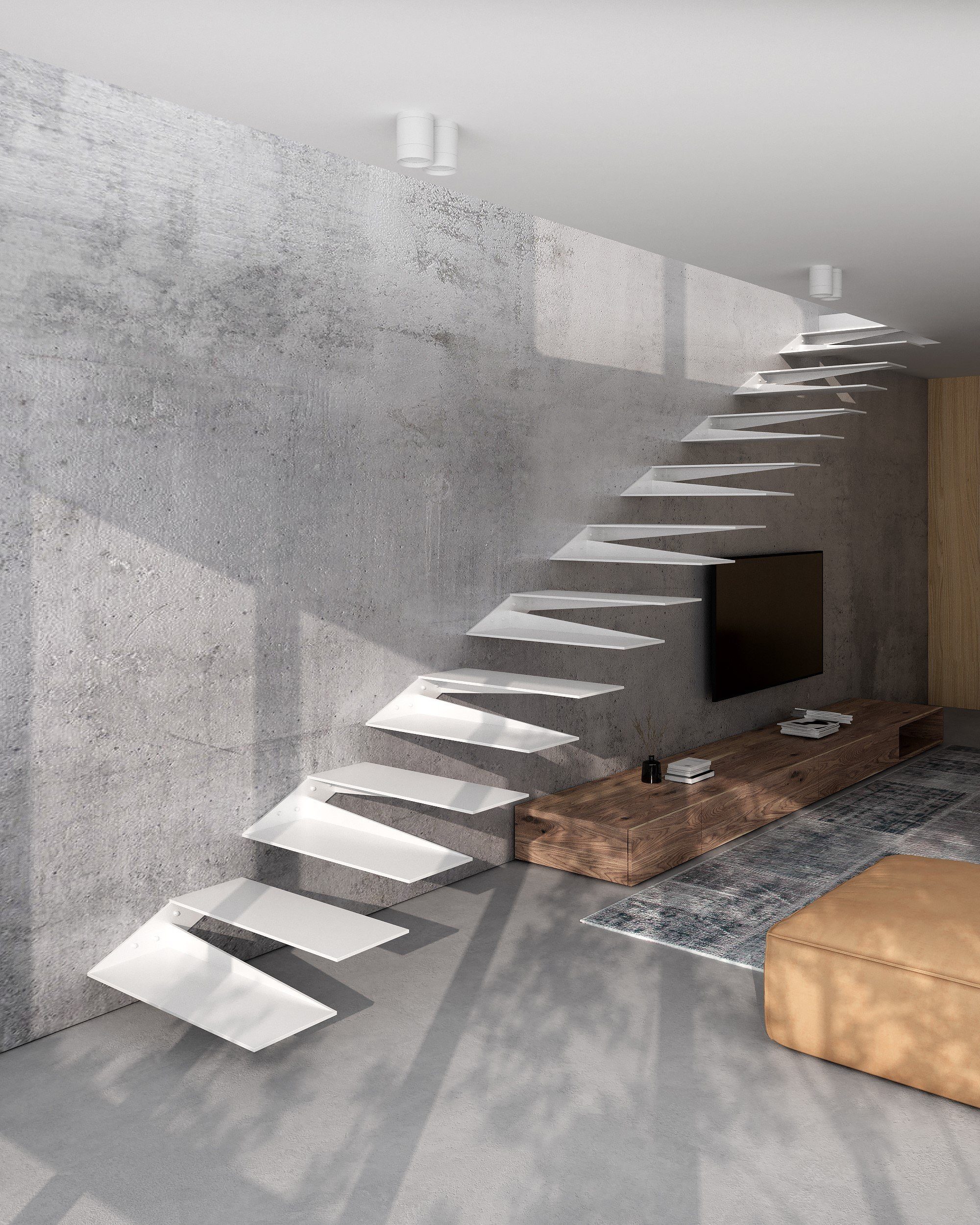 CHYRKA Treppenstufe Schwebetreppe Kragarmtreppe Stahltreppe 2in1 Treppenrahmen STL01 Links