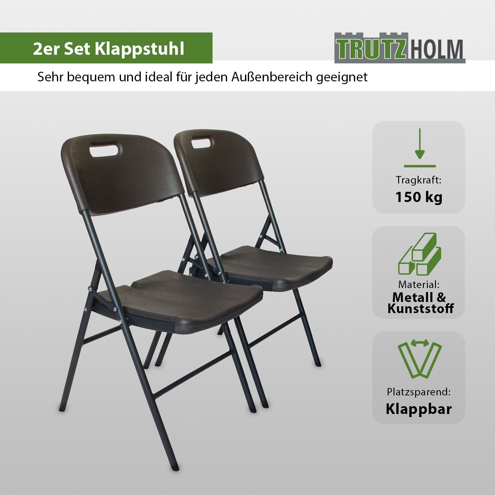 TRUTZHOLM Bierzeltgarnitur Klappstühle Gartenstuhl Campingstuhl 2er günstig online kaufen