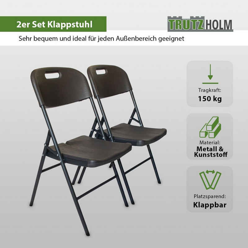 TRUTZHOLM Bierzeltgarnitur Klappstühle Gartenstuhl Campingstuhl 2er Set Balkonstuhl Optik nach, (2x Produkt, 2-tlg)